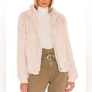 Heartloom Lima Faux Fur Zip-Up Long Sleeve Cream Jacket EUC Size XS